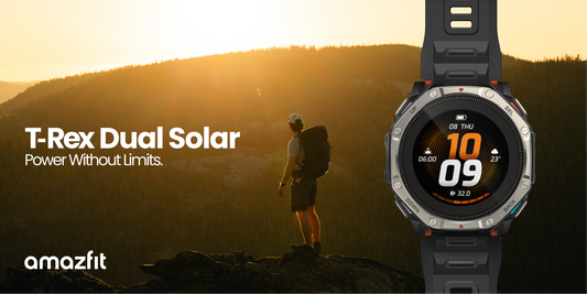 Amazfit presenta T-Rex Dual Solar, il primo smartwatch AMOLED con ricarica solare su entrambi i lati